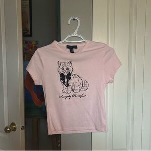 Streetwear Society Pink Tee with Cat Print